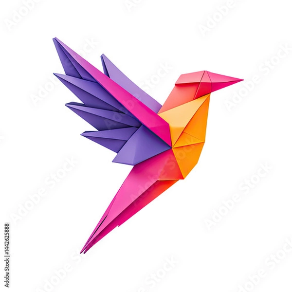 Obraz Vibrant Origami Hummingbird Design Colorful Bird Paper Craft Geometric Avian Art Abstract Animal Illustration Creative Origami Artwork