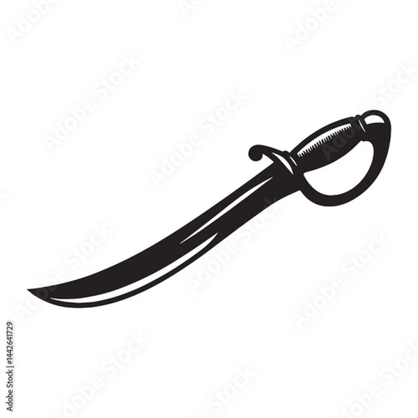 Fototapeta Historical Cutlass silhouette, the weapon of choice in the age of exploration – Cutlass illustration – Minimalist Cutlass vector – Weapon silhouette

