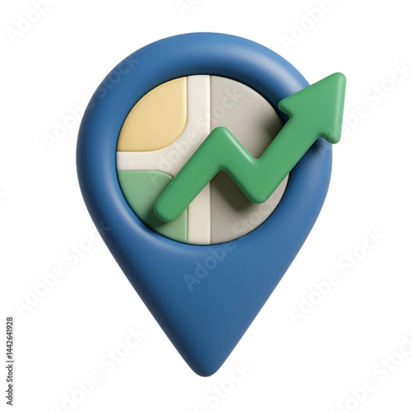 Obraz "Map Pin Icon with Upward Arrow - Concept of Growth and Navigation". transparent backgrounds. 