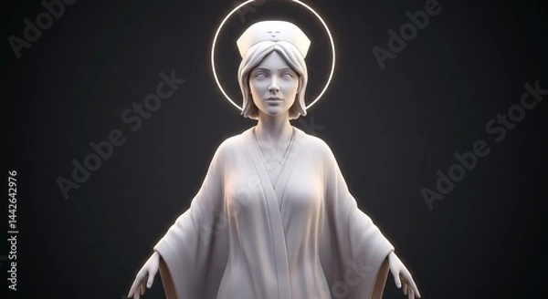 Obraz 3D figure of nurse in glowing robes with halo effect