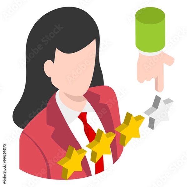 Fototapeta employee performance review and rating isometric Concept, hrm symbol, business character stock illustration, Appraisal and Performance Management vector color icon design, hr kpi sign