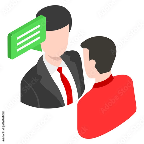 Fototapeta conducting conference calls, using text messaging isometric Concept, hrm symbol, User Focus Team Vector color Icon Design, hr sign, Business Character Stock illustration