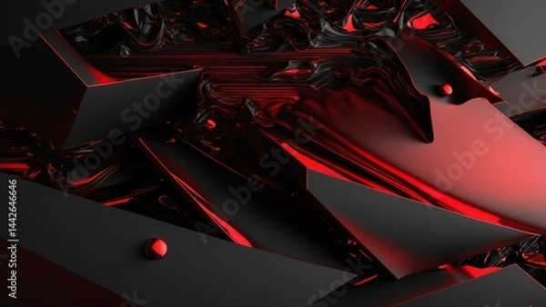 Obraz 3D Abstract Red and Black Background Photo