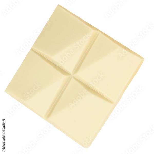 Obraz Isolated white  Chocolate bar piece on white background. Vanilla Chocolate macro.  Package design element.