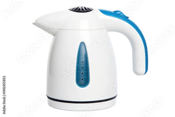 Fototapeta Electric kettle with ergonomic handle and water level indicator isolated with transparent background
