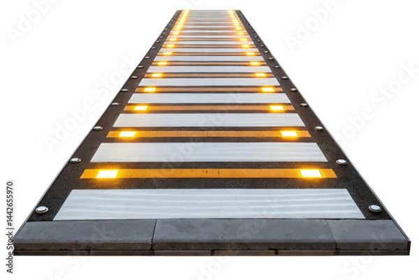 Obraz Illuminated pedestrian crossing with embedded LED lights isolated with transparent background