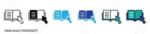 Fototapeta arrow pointing an open book icon set digital library read education dictionary vector online course reading media business signs illustration for web and app