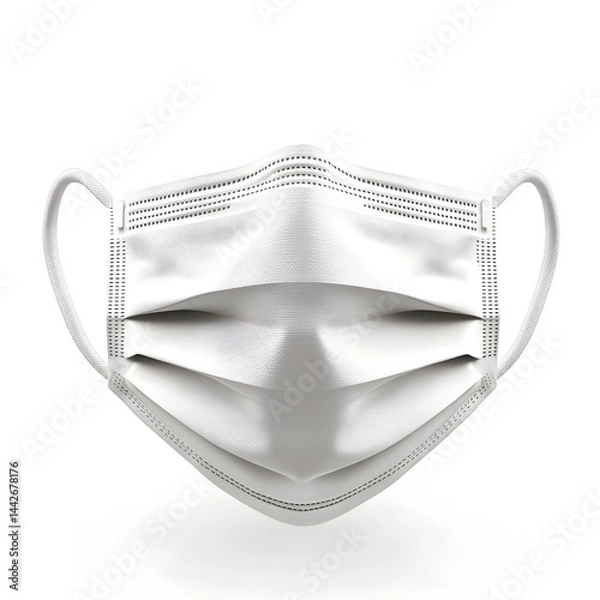 Obraz White surgical mask floating on white background