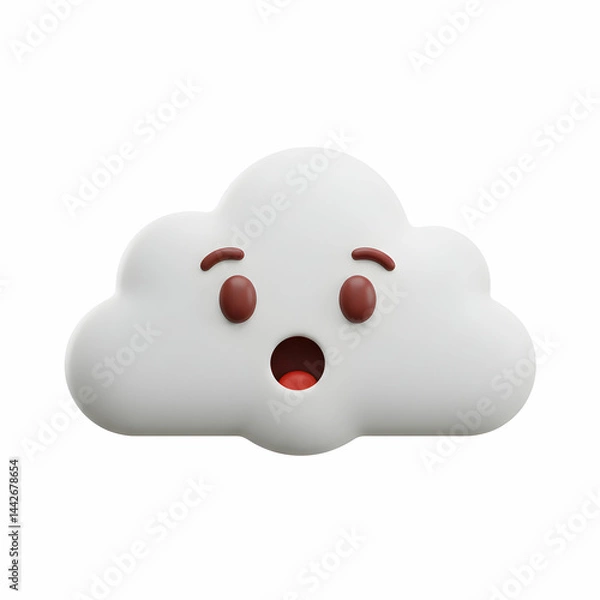 Fototapeta Surprised 3D Cloud Emoji