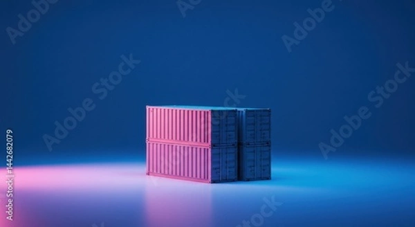 Fototapeta Stacked rectangular objects with gradient lighting and abstract design