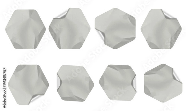 Obraz Blank Crumbled Paper Sticker Texture Set