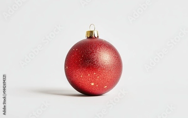 Fototapeta Sparkling Red Christmas Ornament with Golden Cap on White Background