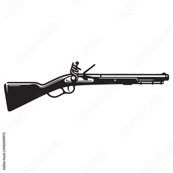 Fototapeta Historical Arquebus silhouette, marking a turning point in weaponry – Arquebus illustration – Minimalist Arquebus vector – Weapon silhouette

