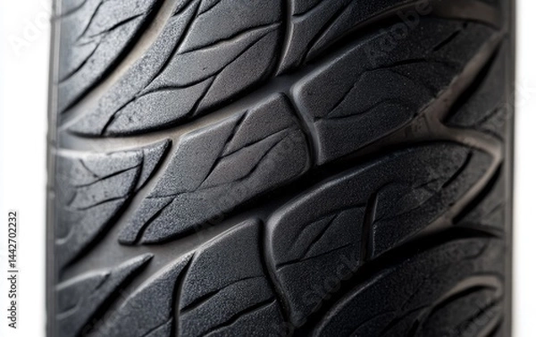 Fototapeta Close-Up View of Car Tire Tread Patterns and Textures for Inspection