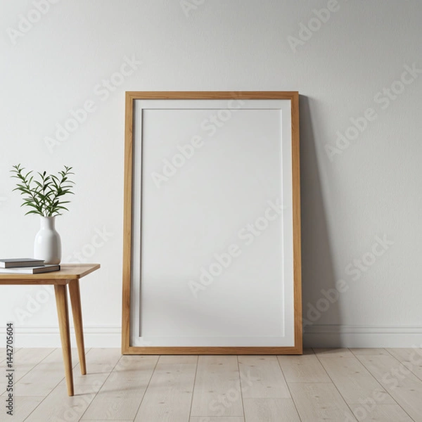 Fototapeta Elegant Empty Wooden Frame Mockup Perfect for Interior Design and Art Presentation