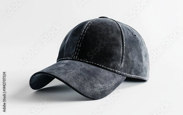 Fototapeta Stylish Baseball Cap with Contrast Stitching on Light Background