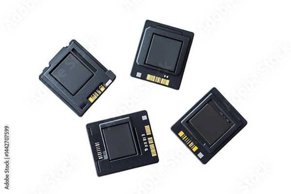 Fototapeta a group of black rectangular objects