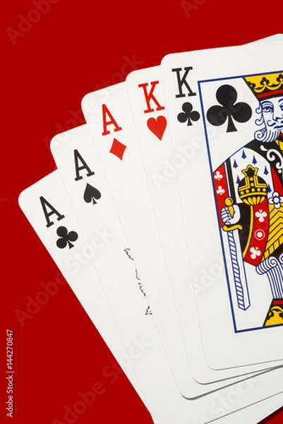 Fototapeta Three Aces Two kings Poker Playing Cards Copyspace.