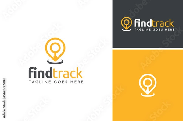 Fototapeta GPS Map Location Pointer with Magnifier Magnifying glass lens for searching address logo design