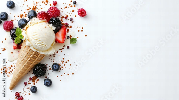 Fototapeta Tlo z lodami i owocami