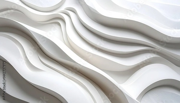 Fototapeta Dynamic wave patterns in modern architecture indoor space abstract art minimalist design aesthetic perspective