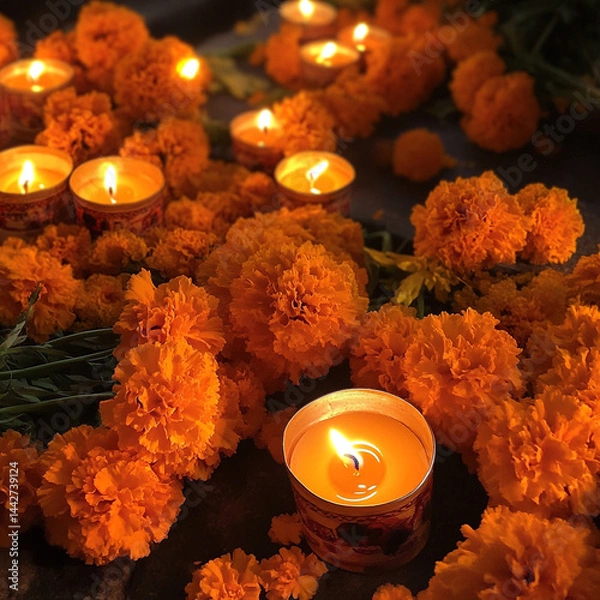Fototapeta burning candles in the shape of heart