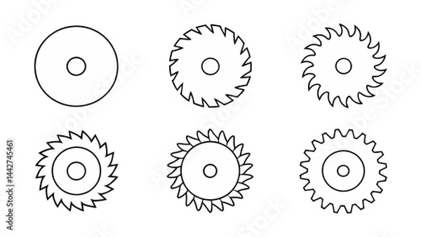 Fototapeta circular saw blade line art vector