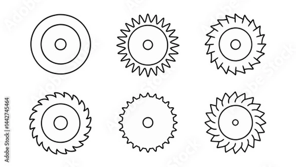 Fototapeta circular saw blade line art vector