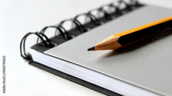 Fototapeta Pencil and Spiral Notebook Close-Up