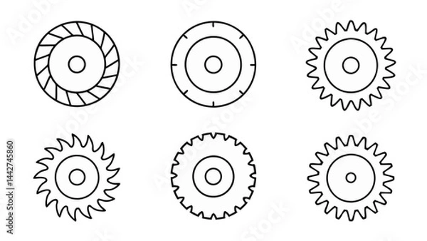 Fototapeta circular saw blade line art vector