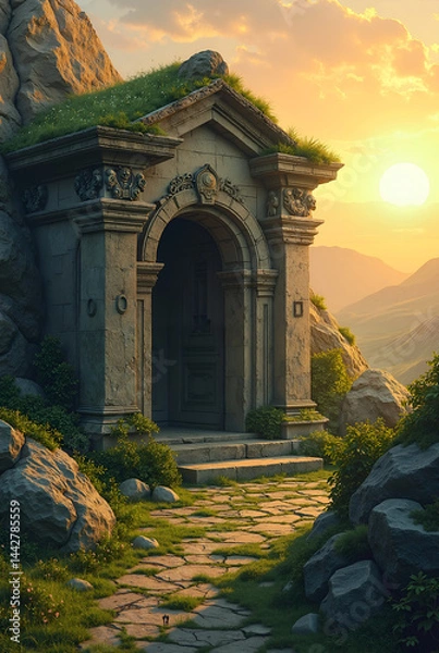 Obraz sunset in the temple