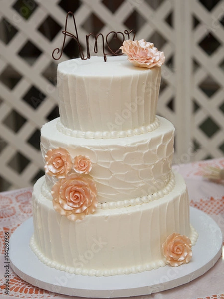 Obraz Wedding cake with flowers