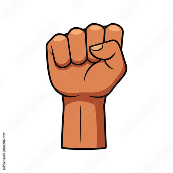 Obraz Strong Clenched Fist Vector, Hand Raised in Protest, Power and Freedom Symbol Illustration, Revolution and Rights Art