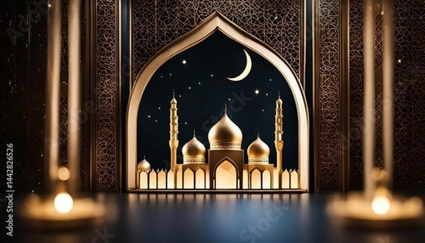 Obraz Golden Mosque at Night