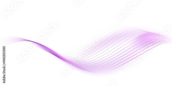 Fototapeta Flowing particles form waves, a gradient light pattern. modern technology background Vector illustration