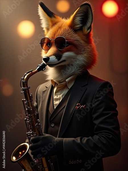 Obraz Fox playing the saxophone