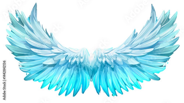 Obraz Angel wings with a large golden eagle at the top, shimmering with a religious glow, angels as a synonym for good.