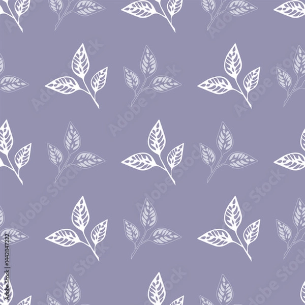 Obraz Seamless pattern with vector outline leaves. Floral illustration. Can be used for making wallpaper, fabrics and other types of products