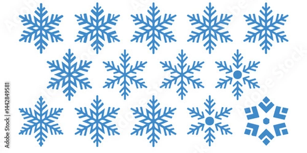 Obraz set of black vector various snowflakes silhouettes icon