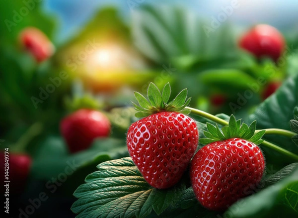 Fototapeta Strawberries created with Generative AI Technology, ai, generative
