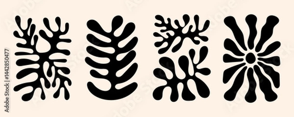 Fototapeta Abstract coral shape in the style of black matisse. Trendy and minimalist organic poster art. Vector illustration
