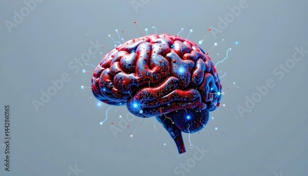 Obraz abstract human brain model with tech texture and white spot