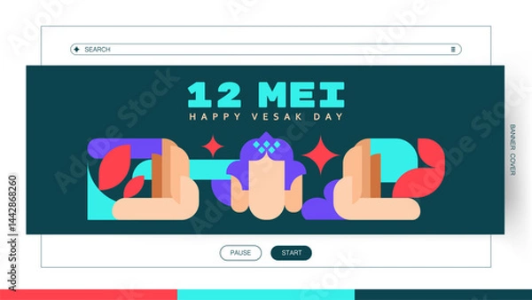 Fototapeta Happy Vesak Day Abstract Geometric Art Composition illustration.