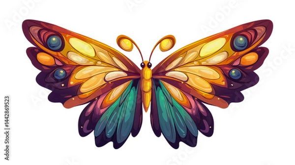 Obraz Large multicolored butterfly wings with different shades, widely spread, small butterfly.