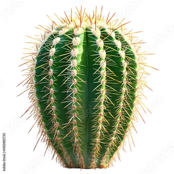 Obraz Vibrant Green Cactus with Spines in Bright Lighting, Perfect for Indoor Decor and Natural Settings on transparent background