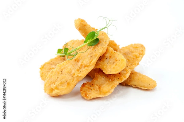 Obraz Crispy Chicken Strips with Fresh Microgreens