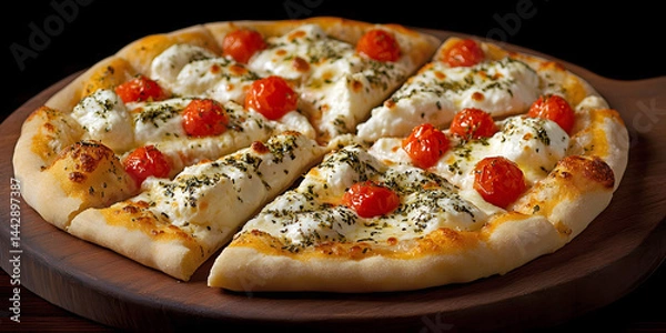 Obraz pizza with tomato and cheese, ai generated.