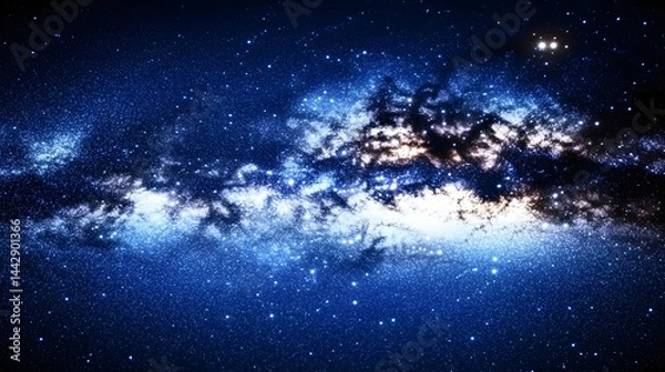 Fototapeta A Stunning Night Sky Image Featuring a Vivid Milky Way Galaxy with Bright Stars and Cosmic Dust
