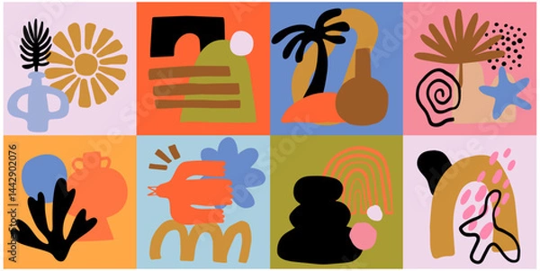 Fototapeta abstract boho aesthetic vector illustration set, header design
