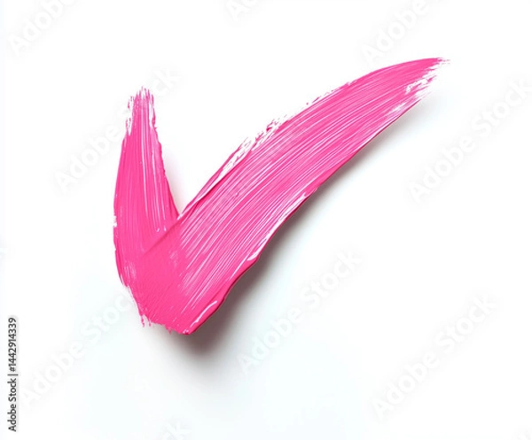 Fototapeta A pink brush stroke is used to make a check mark